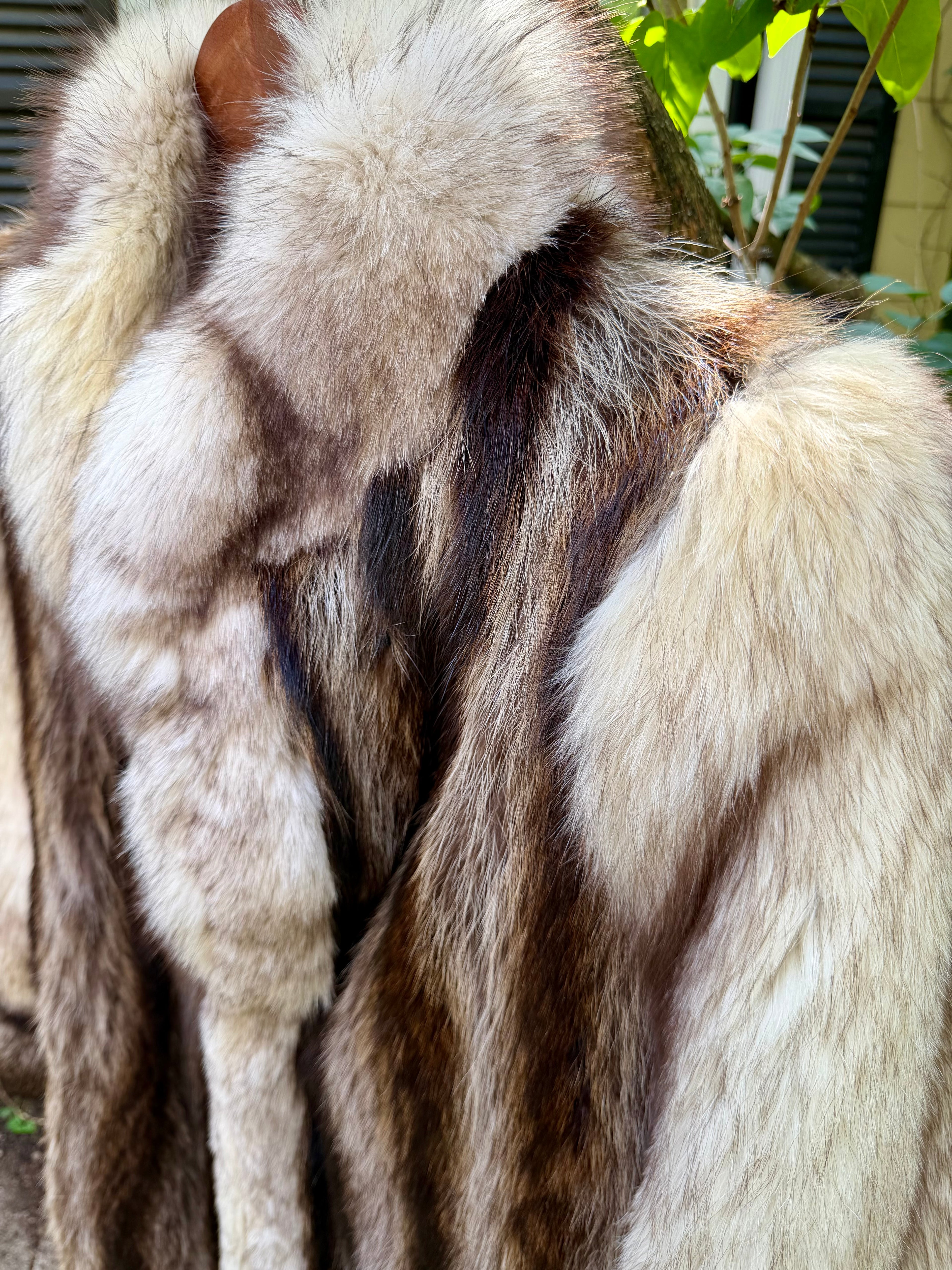 American Raccoon & Silvery Cream Fox Coat