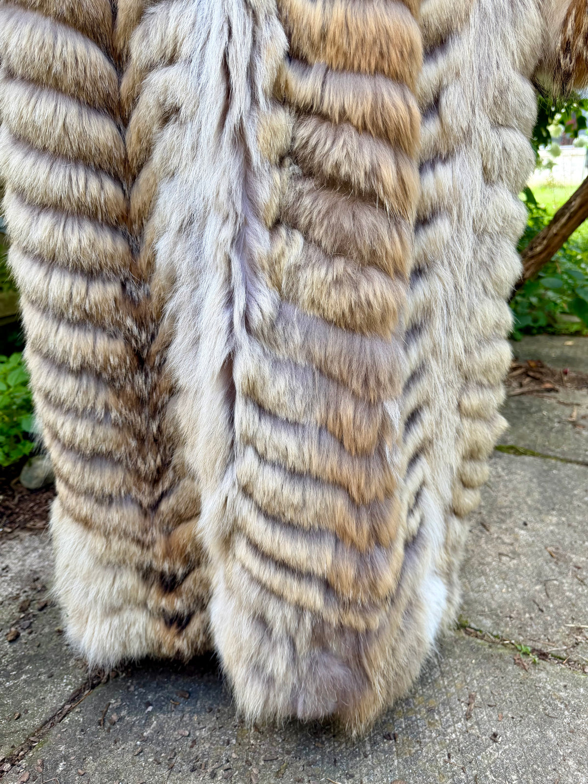Natural Coyote Chevron Fur Coat