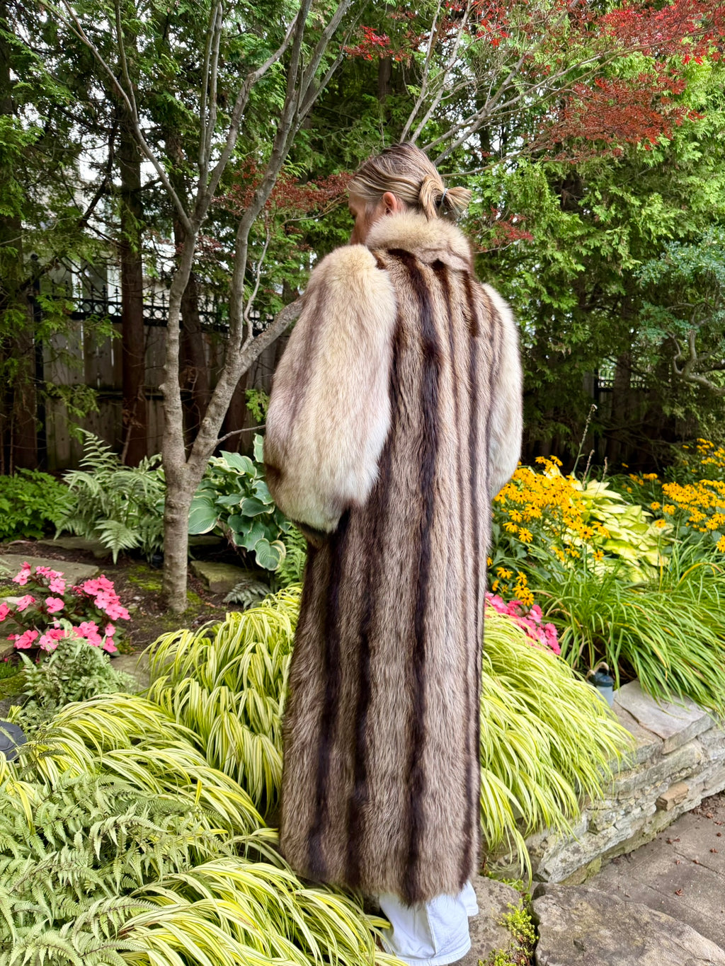 American Raccoon & Silvery Cream Fox Coat