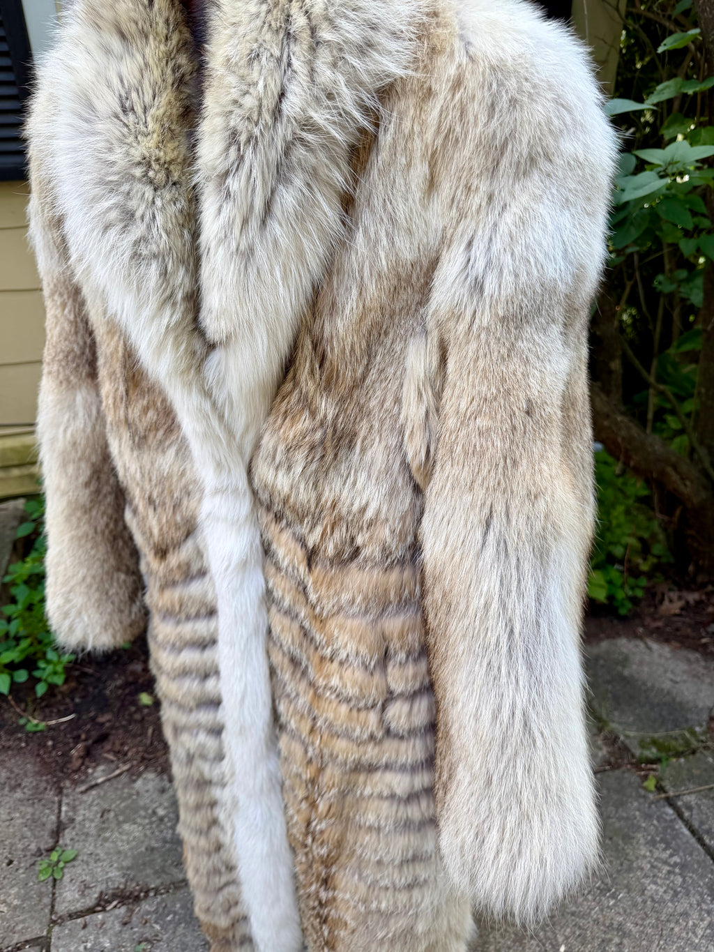 Natural Coyote Chevron Fur Coat