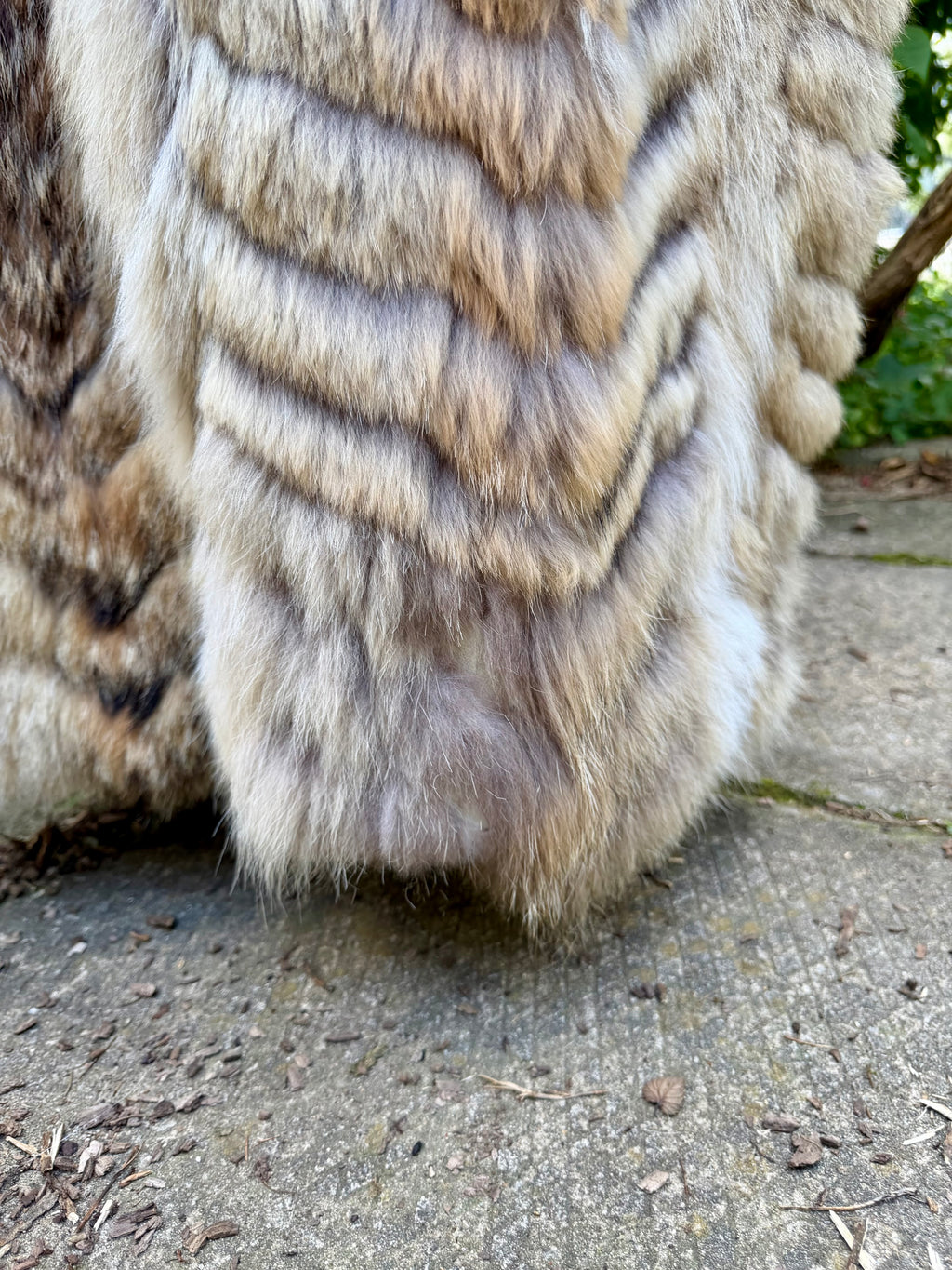 Natural Coyote Chevron Fur Coat