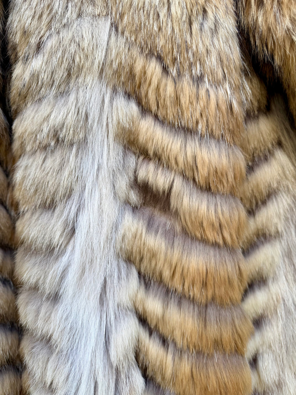 Natural Coyote Chevron Fur Coat