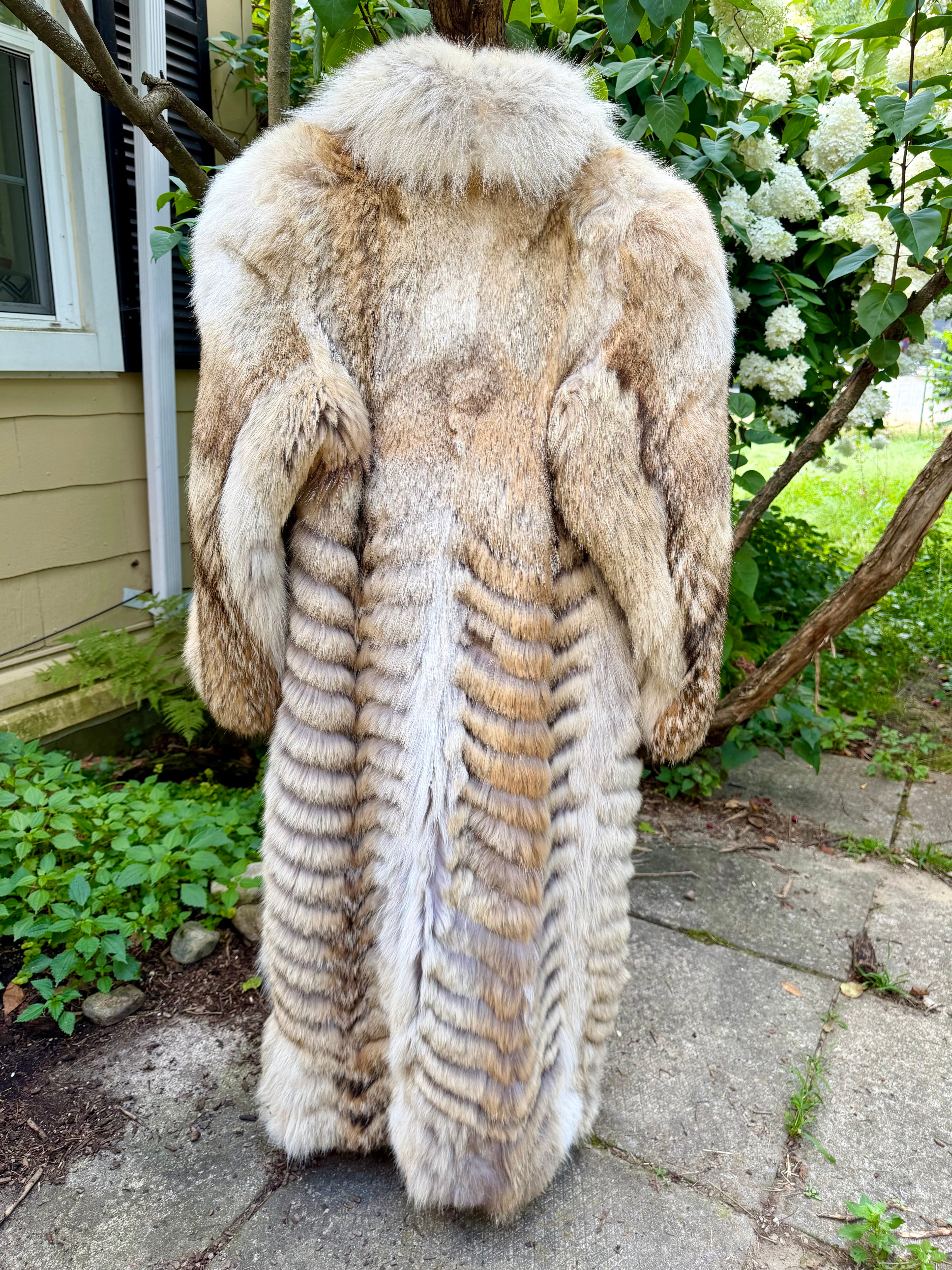 Natural Coyote Chevron Fur Coat