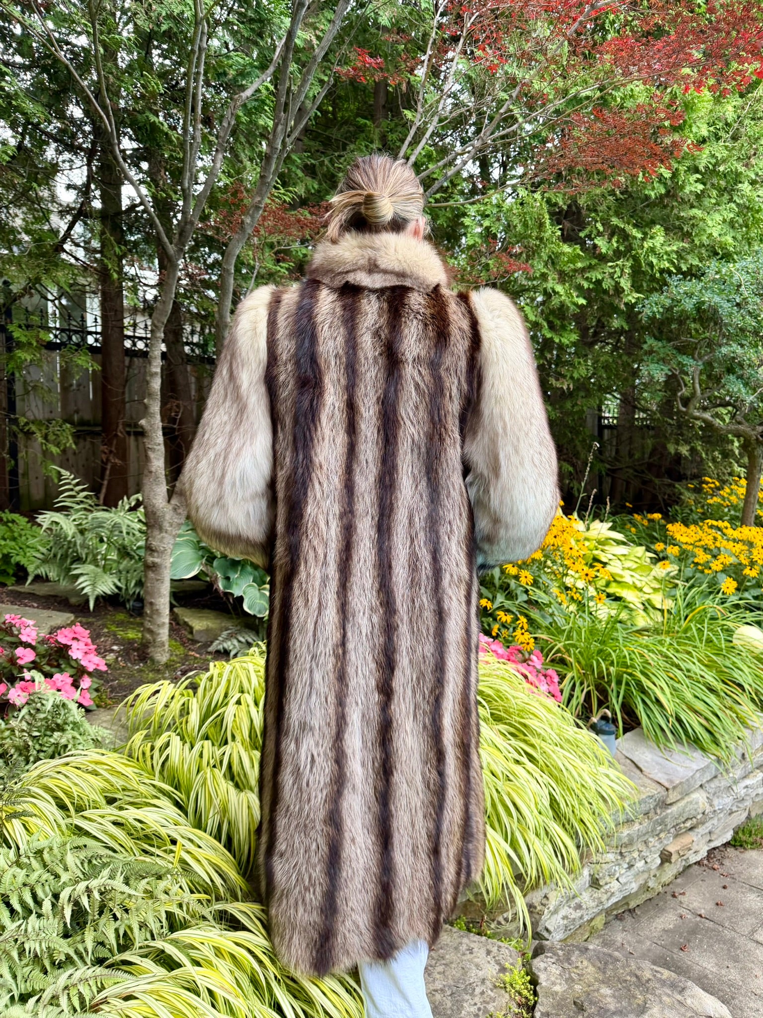 American Raccoon & Silvery Cream Fox Coat