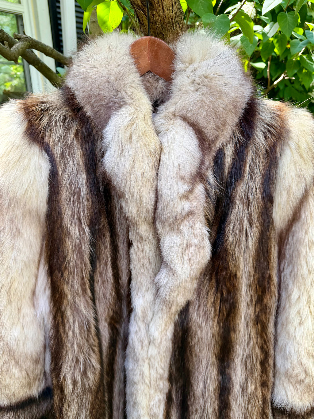 American Raccoon & Silvery Cream Fox Coat