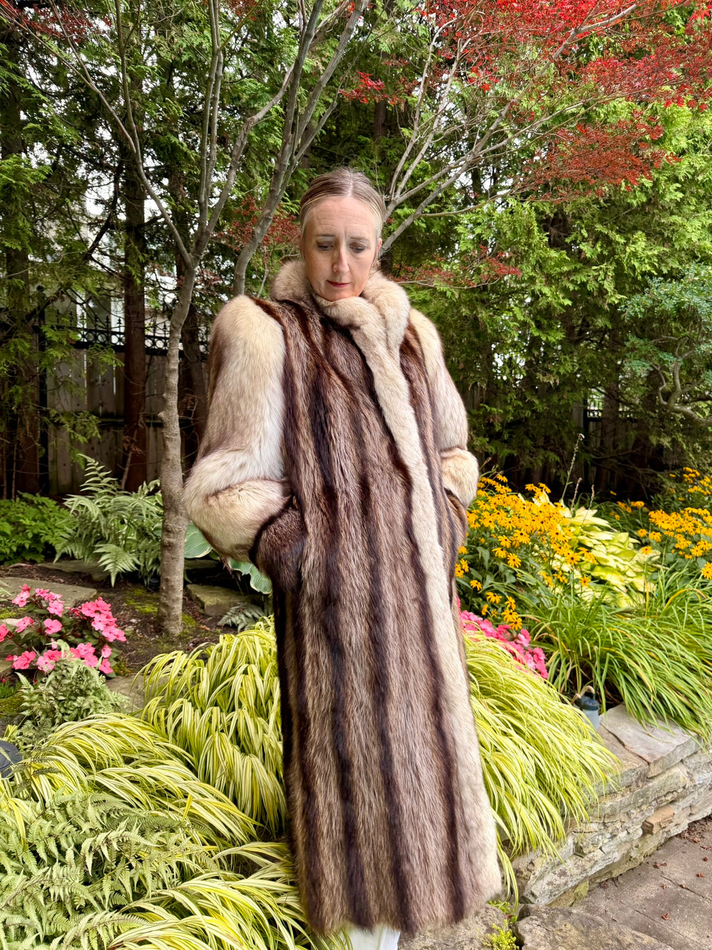 American Raccoon & Silvery Cream Fox Coat