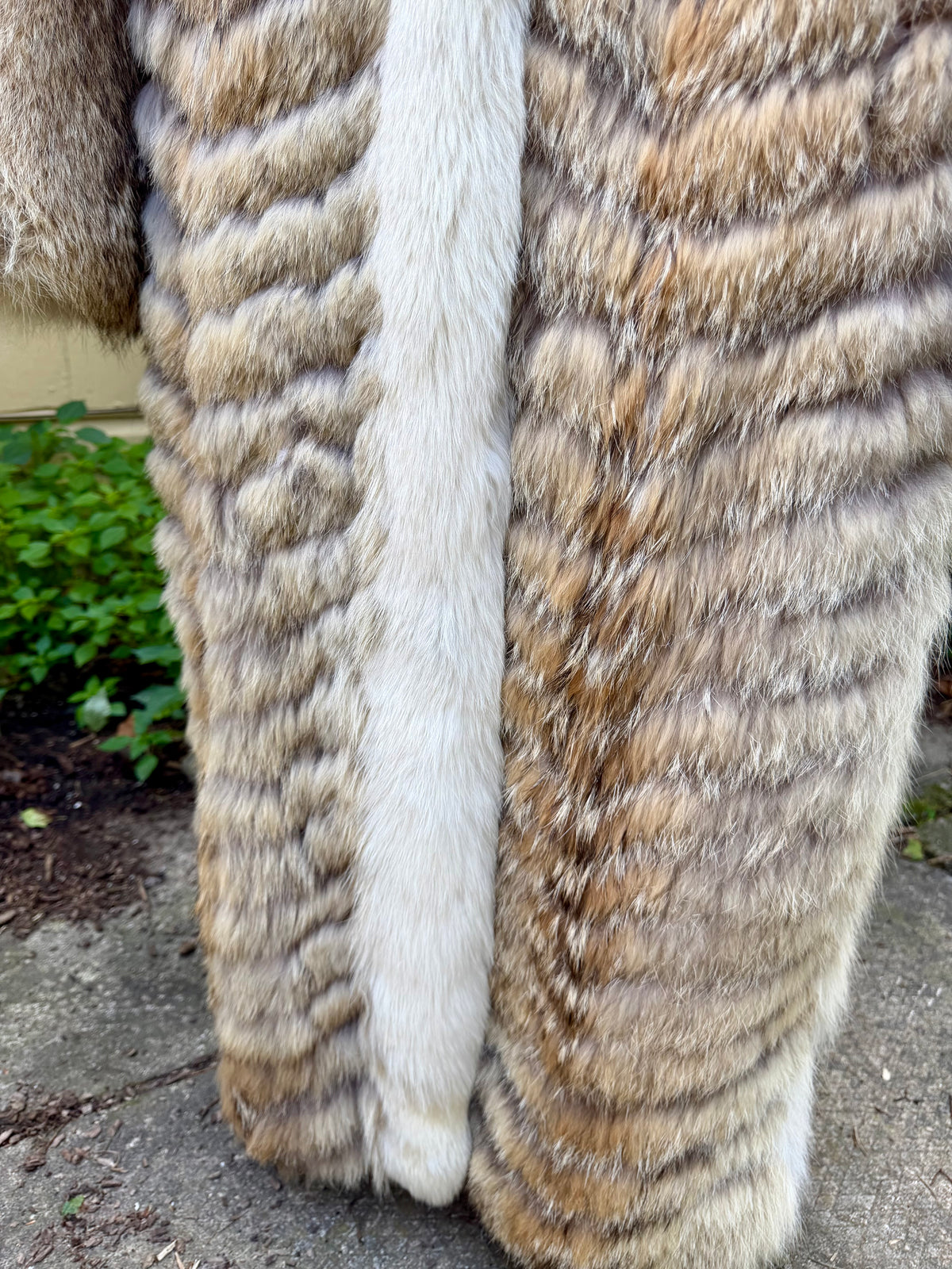 Natural Coyote Chevron Fur Coat