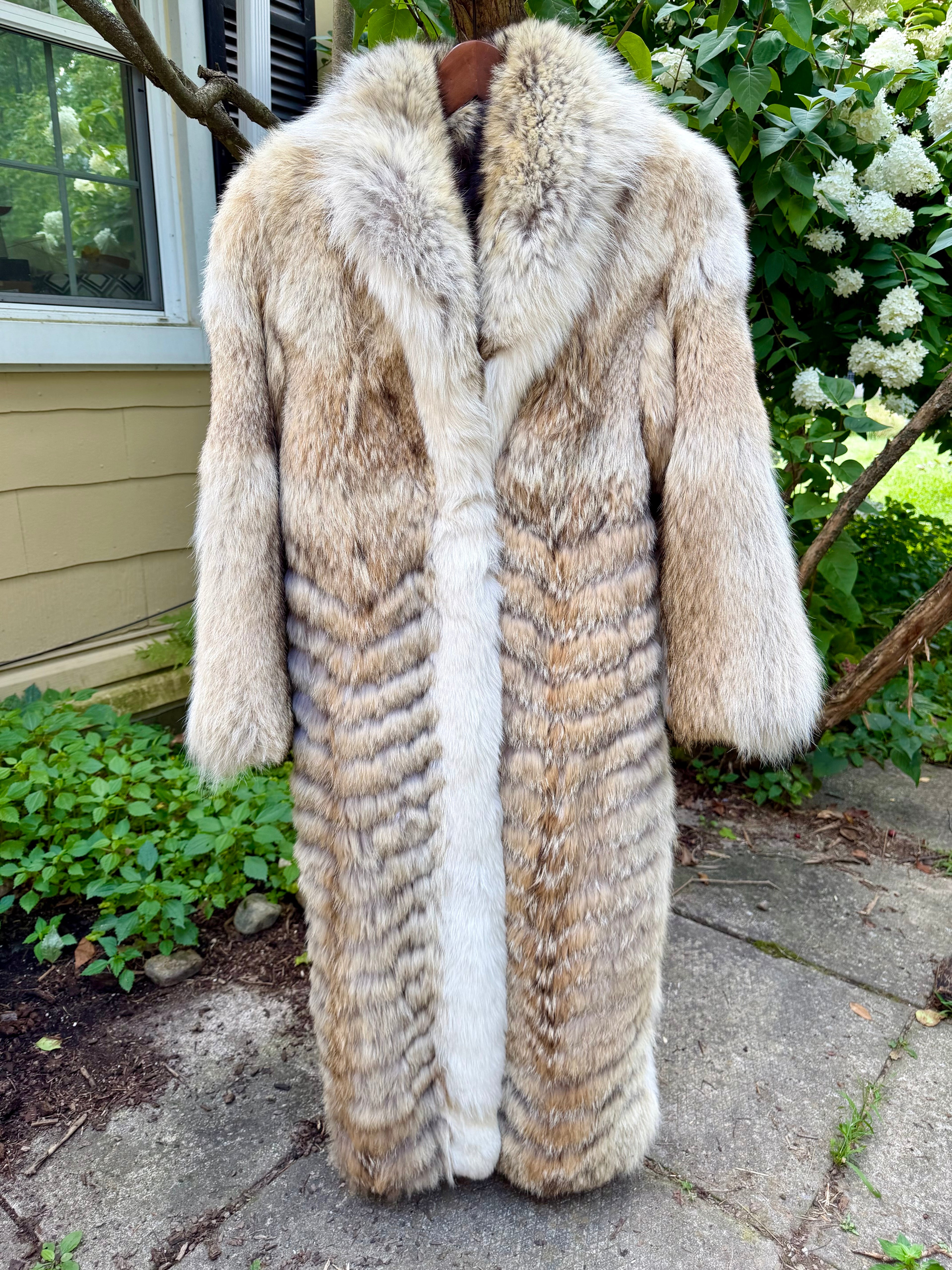 Natural Coyote Chevron Fur Coat