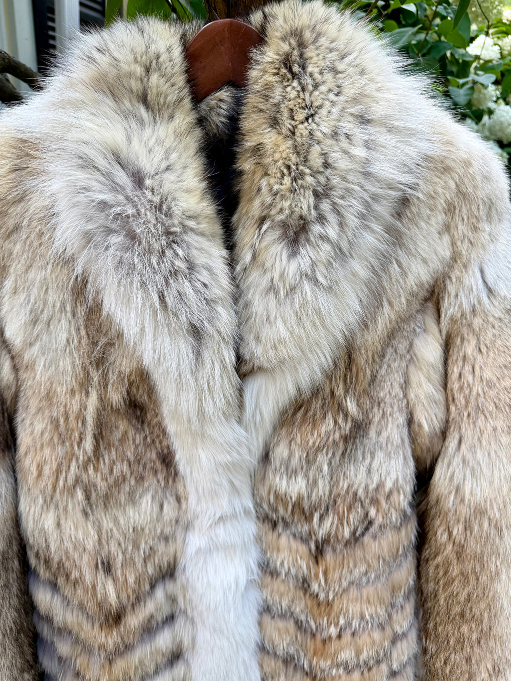 Natural Coyote Chevron Fur Coat