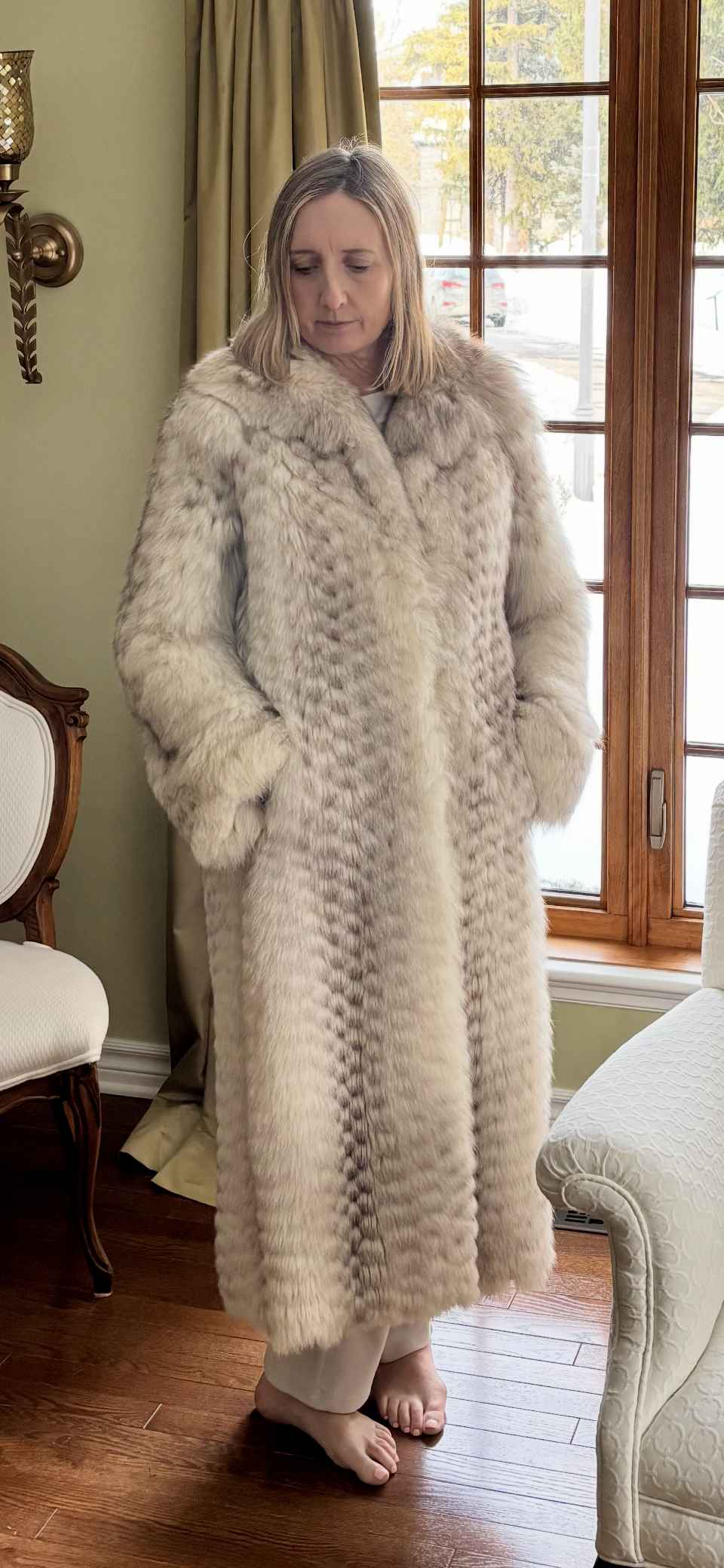 Norwegian White Fox Fur Coat - Full-Length