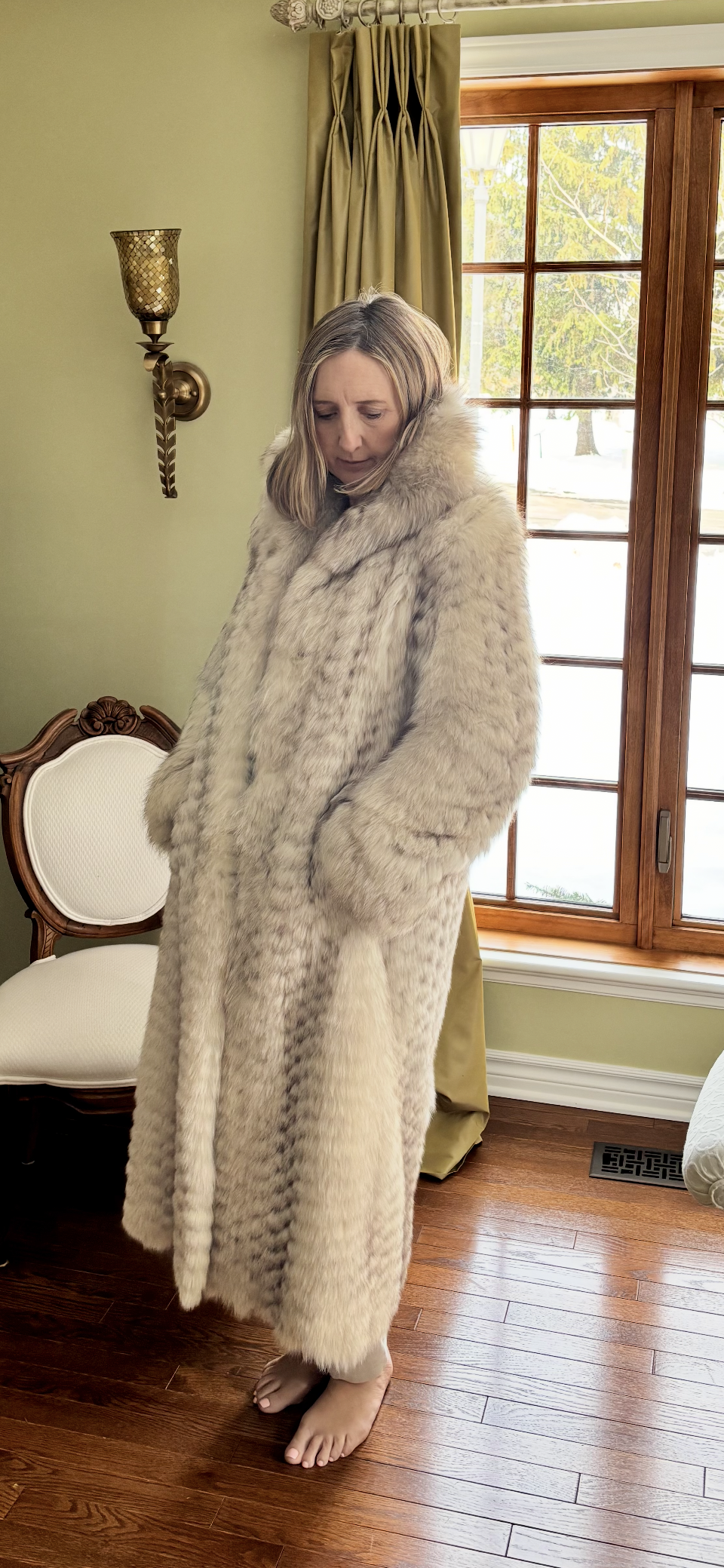 Norwegian White Fox Fur Coat - Full-Length
