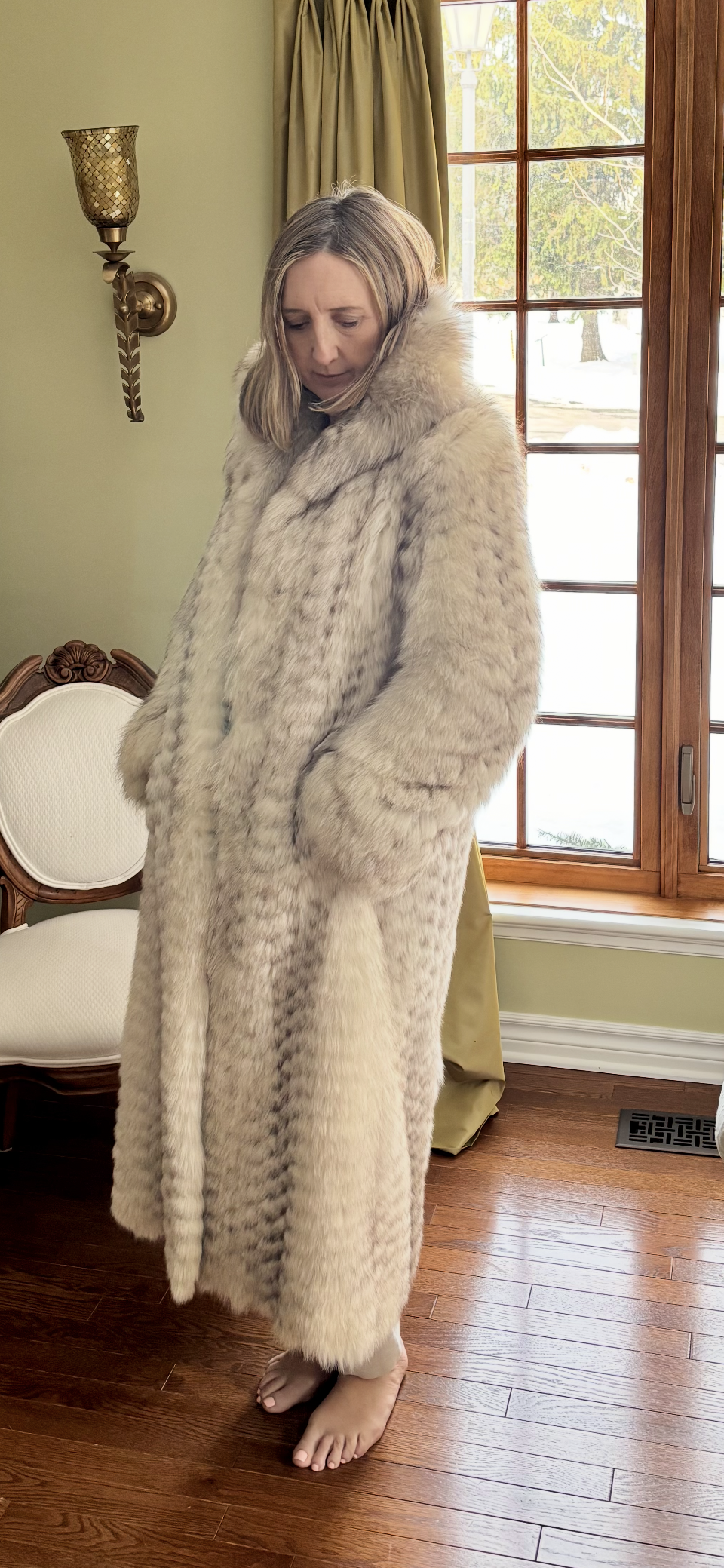 Norwegian White Fox Fur Coat - Full-Length