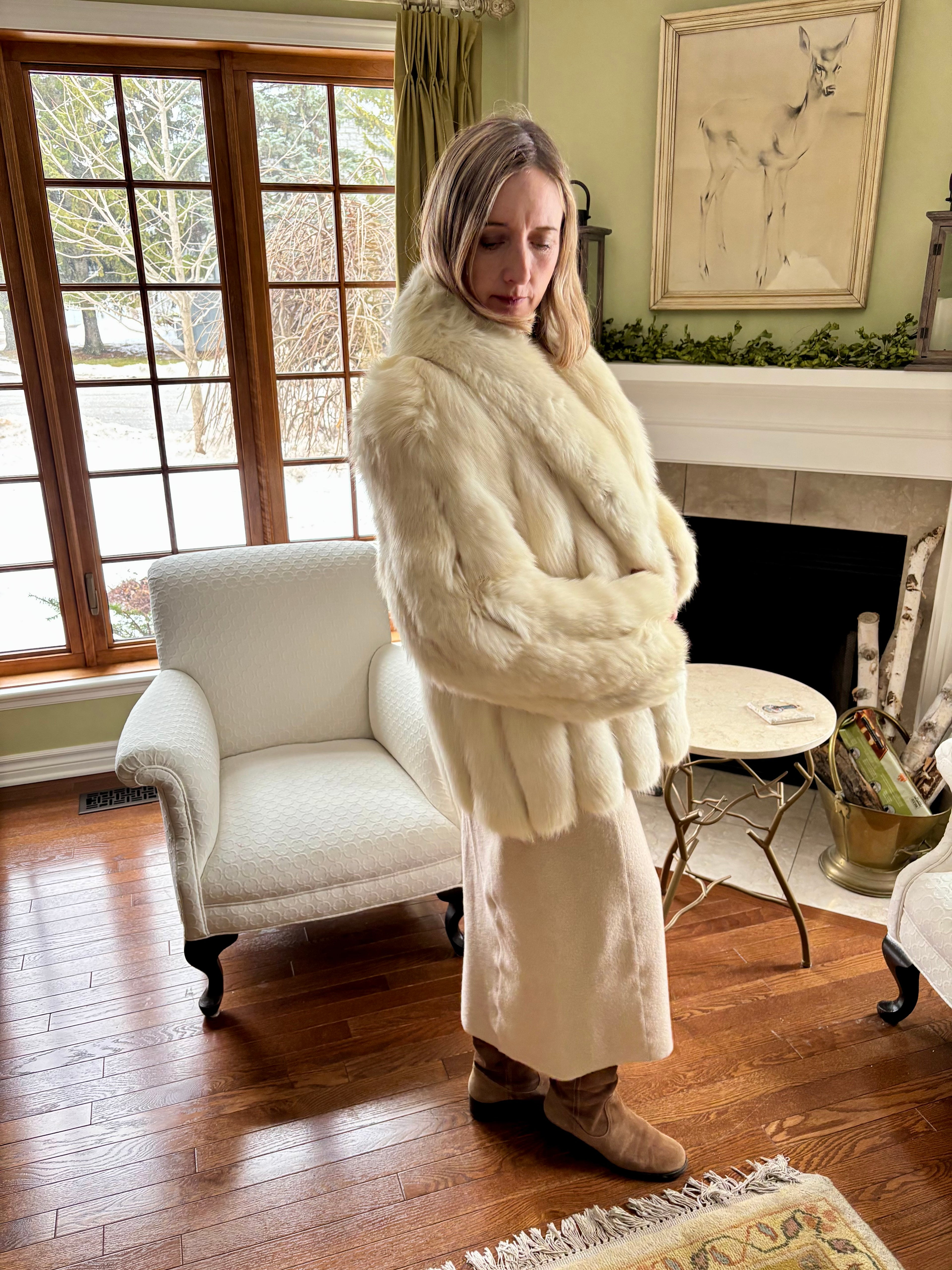 Vintage SAGA Ivory Fox Fur Jacket