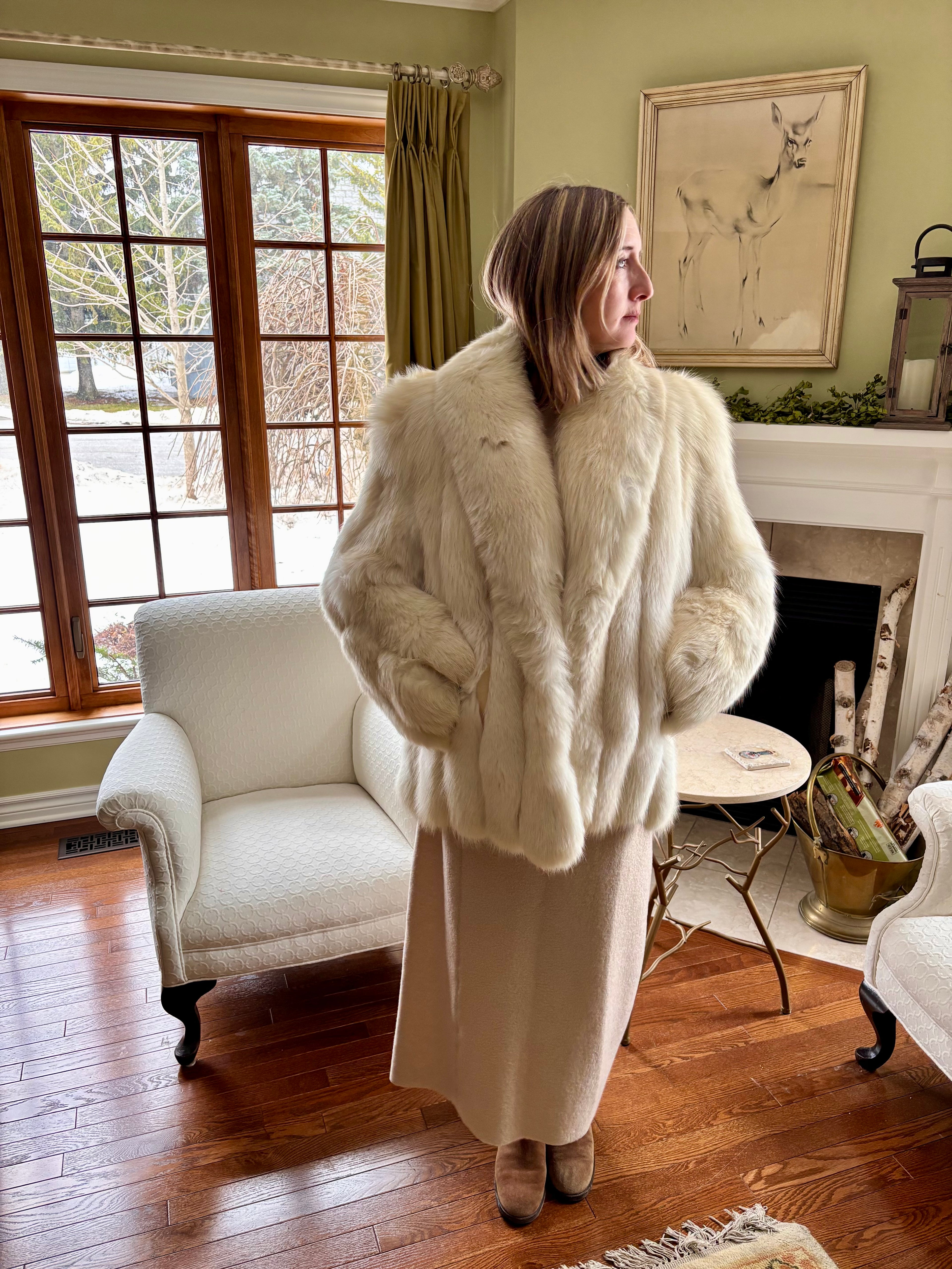 Vintage SAGA Ivory Fox Fur Jacket