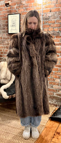 Brown Raccoon Coat with Fox Fur Trim
