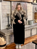 Black Ranch Mink Coat with Silver Fox Collar & Cuffs