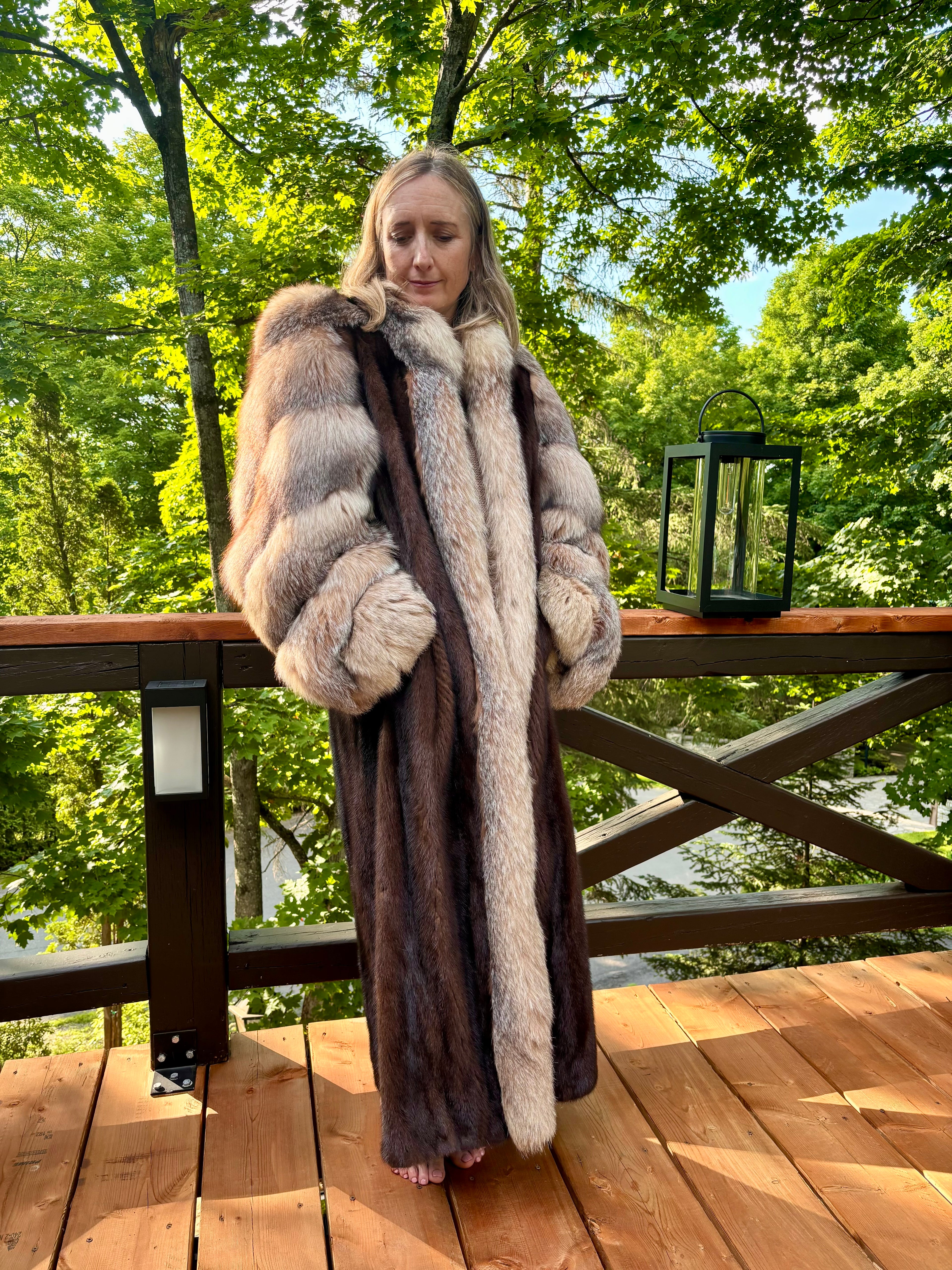 Vintage Chat Sauvage Coat with Fox Trim