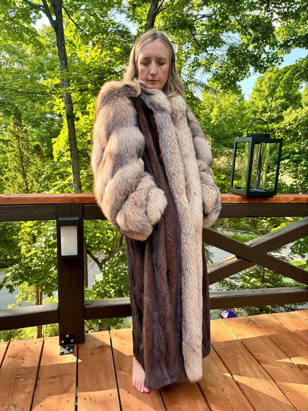 Vintage Chat Sauvage Coat with Fox Trim