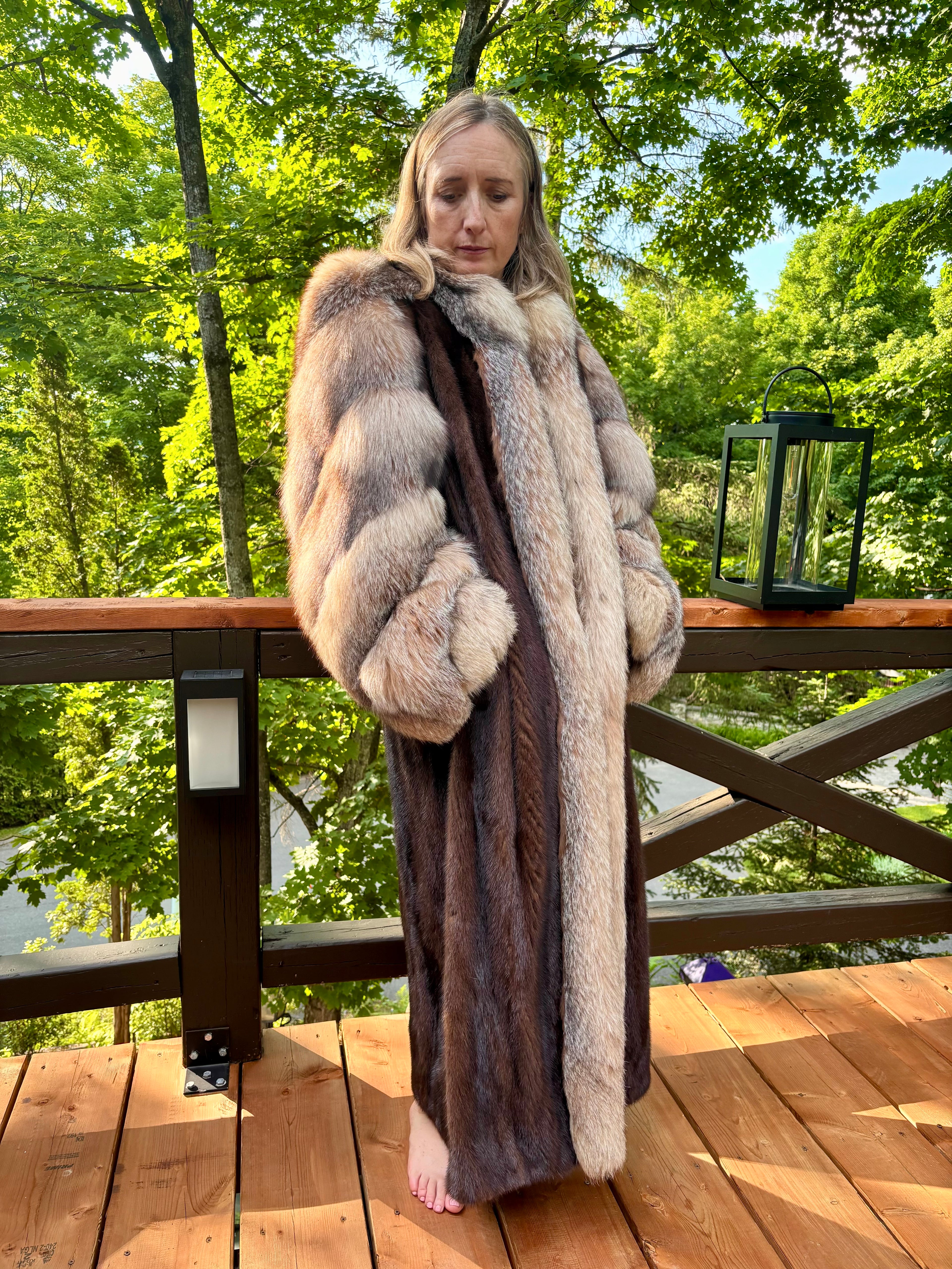 Vintage Chat Sauvage Coat with Fox Trim