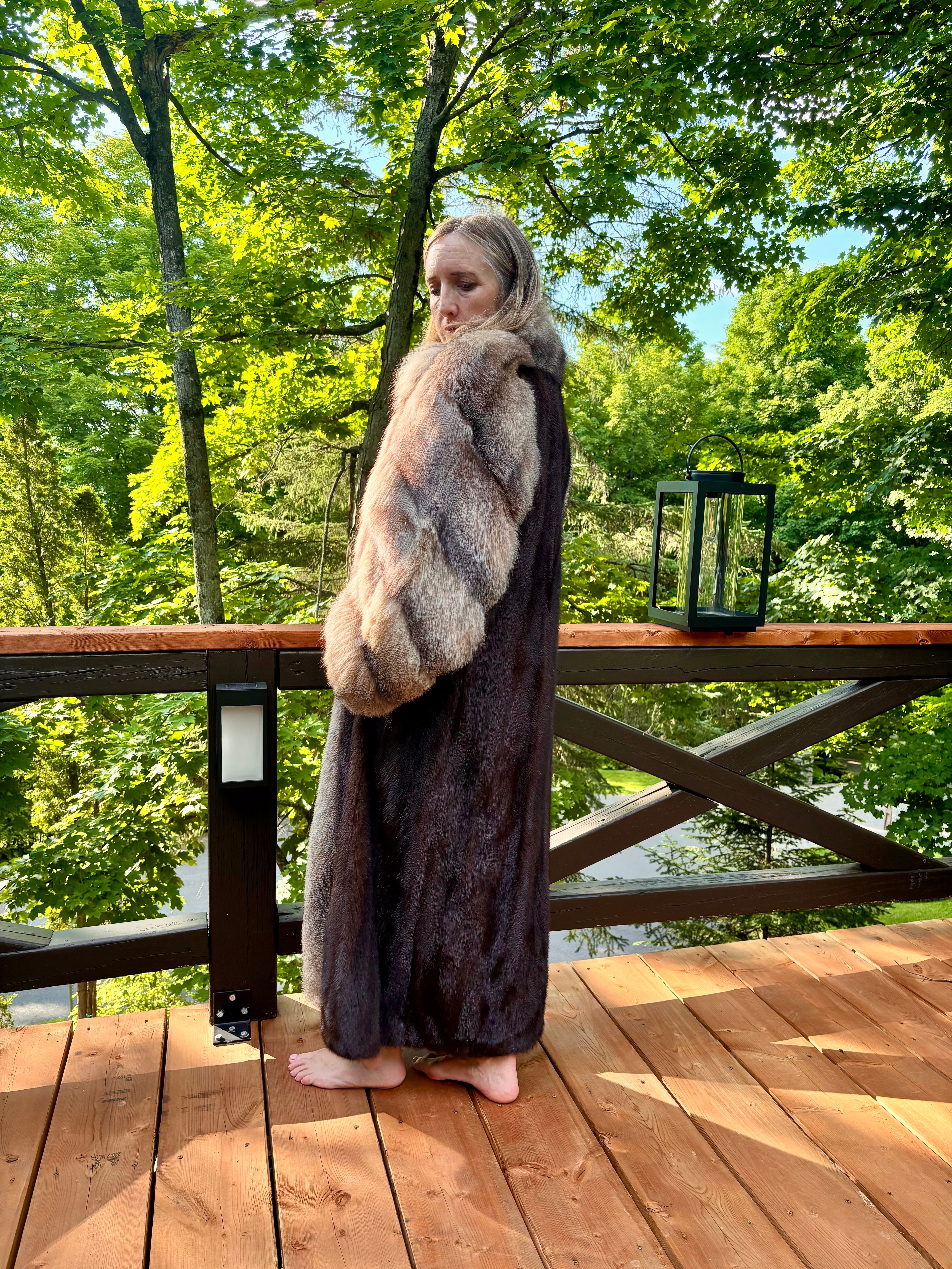 Vintage Chat Sauvage Coat with Fox Trim