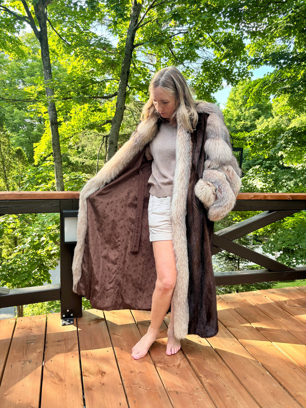 Vintage Chat Sauvage Coat with Fox Trim