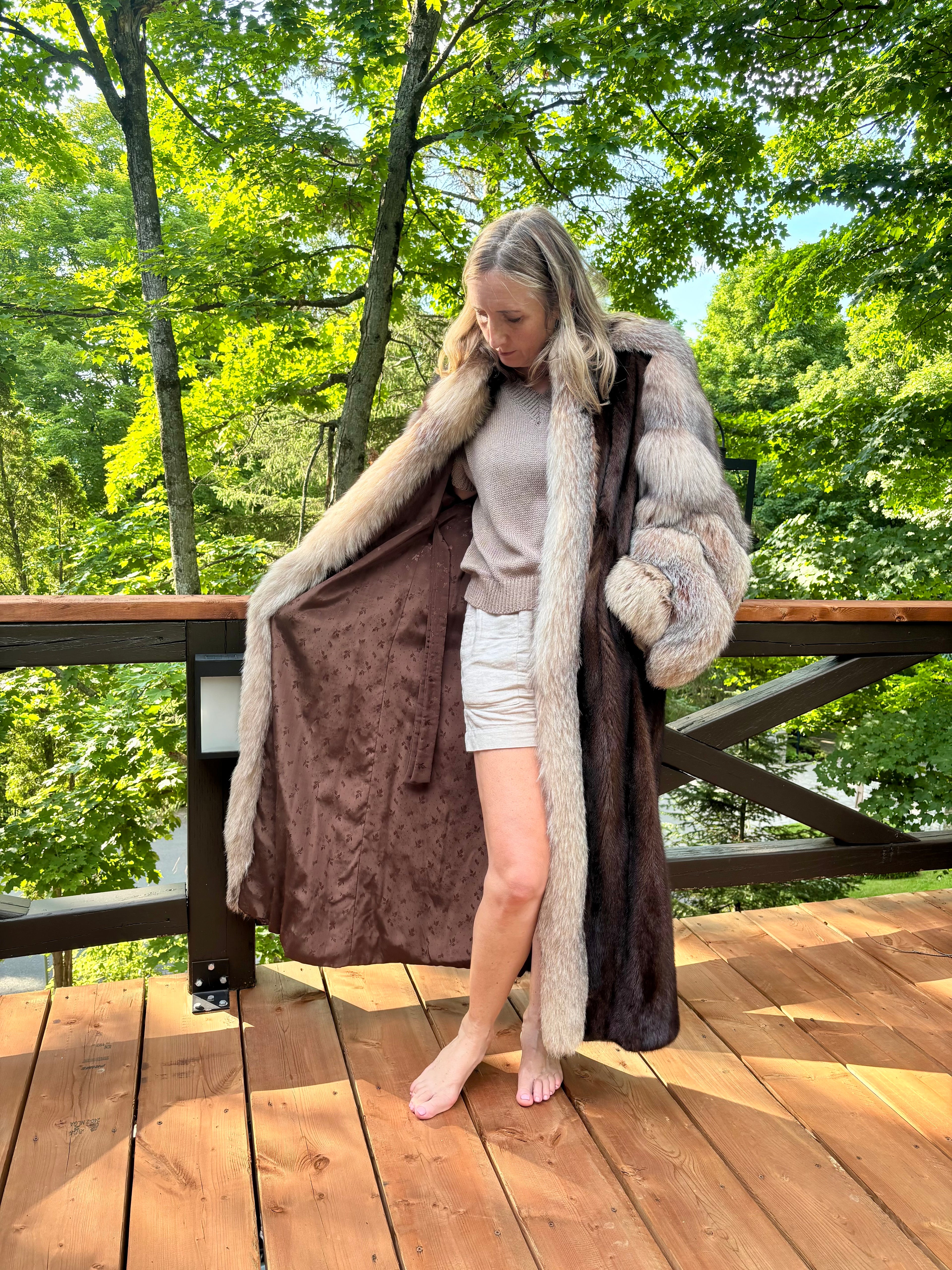 Vintage Chat Sauvage Coat with Fox Trim