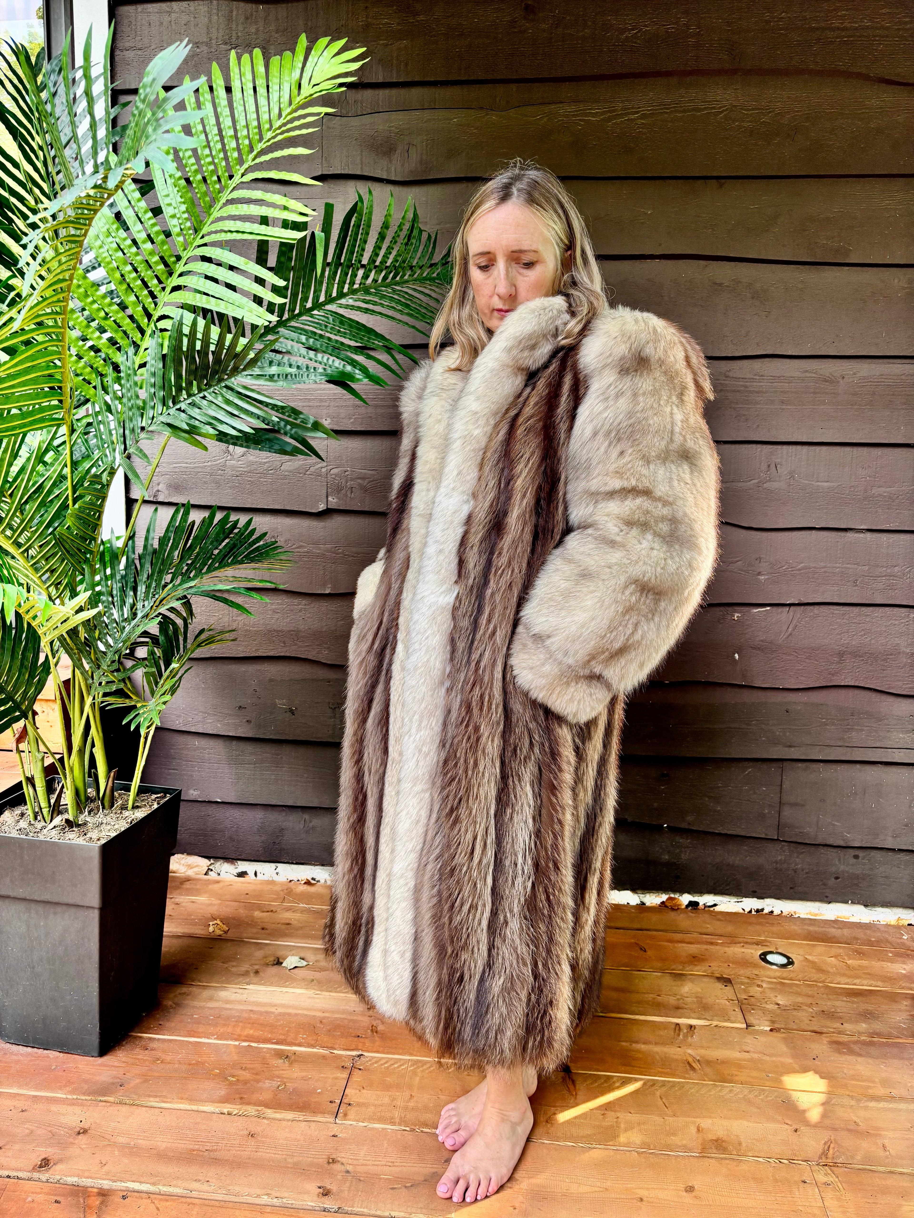 Vintage Chat Sauvage Coat with White Fox Trim