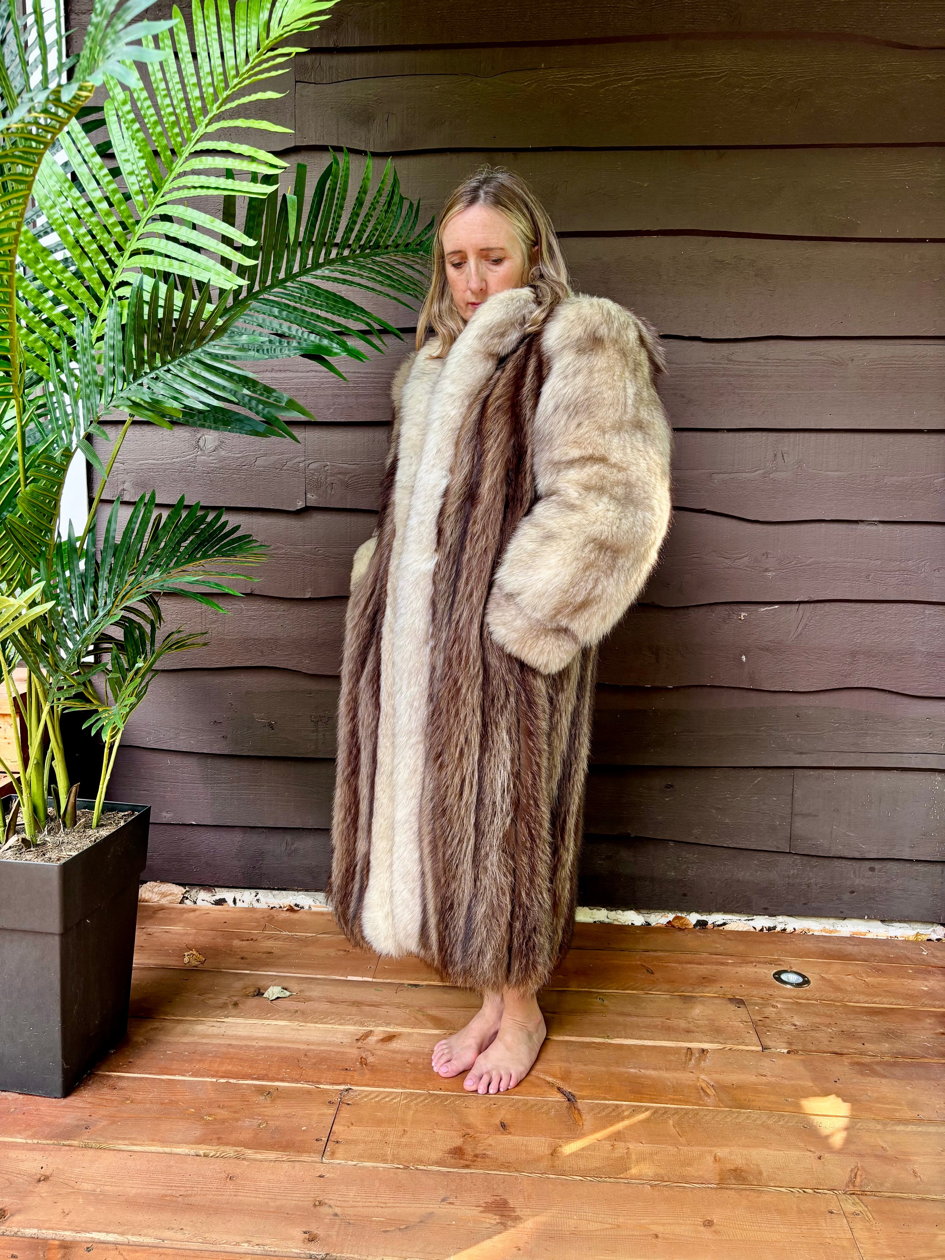 Vintage Chat Sauvage Coat with White Fox Trim