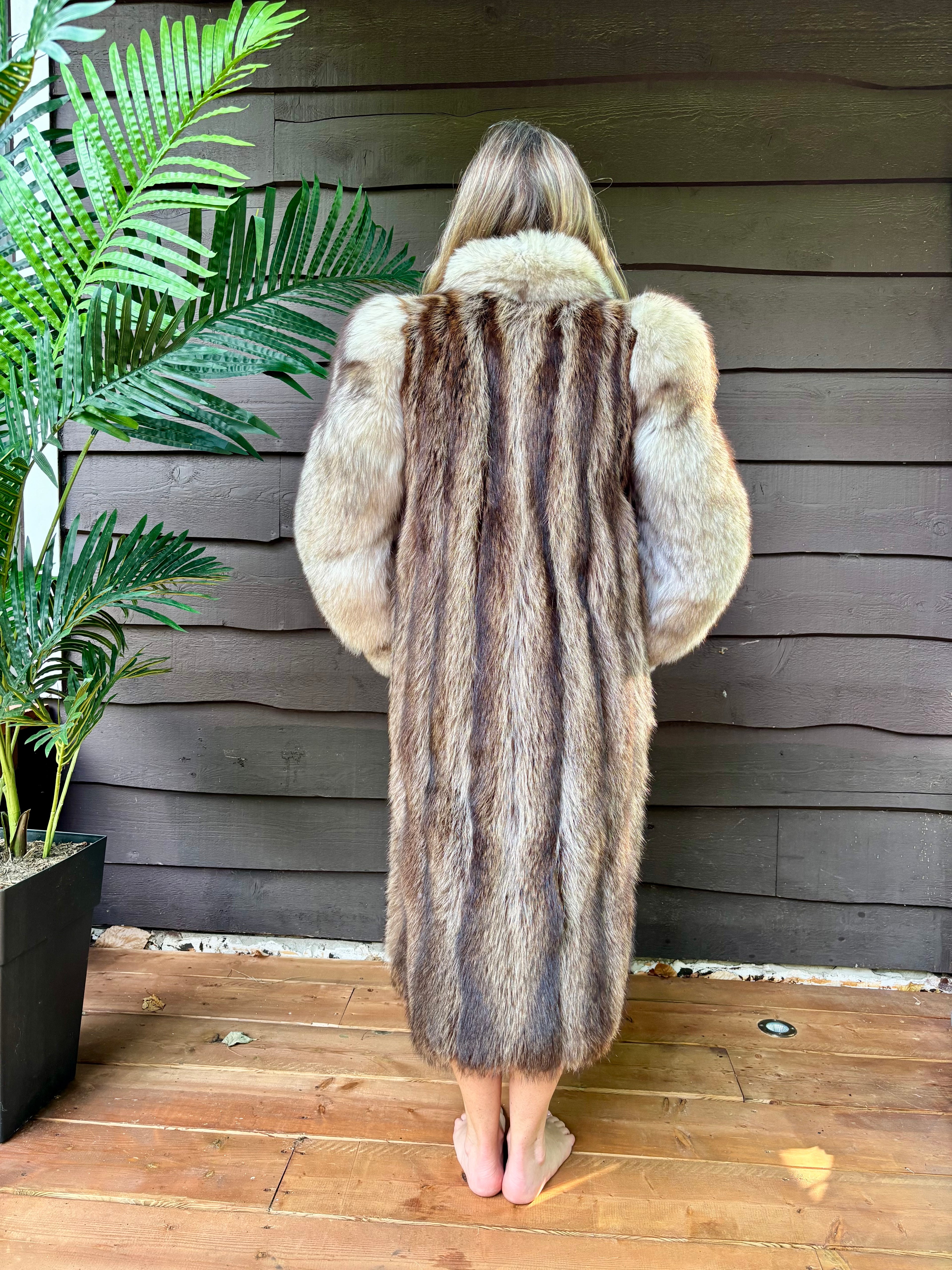 Vintage Chat Sauvage Coat with White Fox Trim