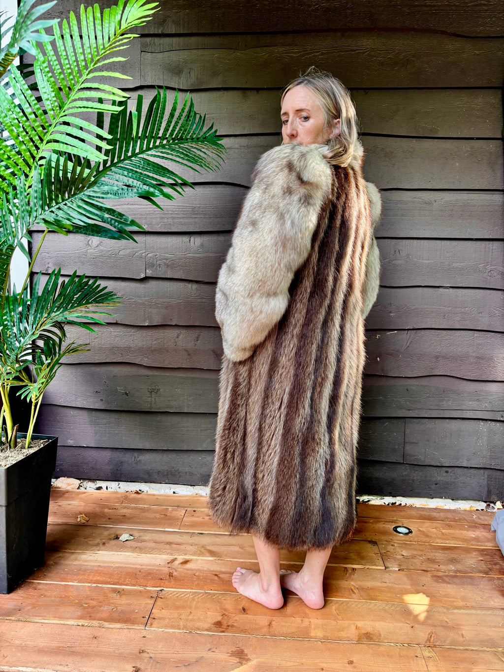 Vintage Chat Sauvage Coat with White Fox Trim