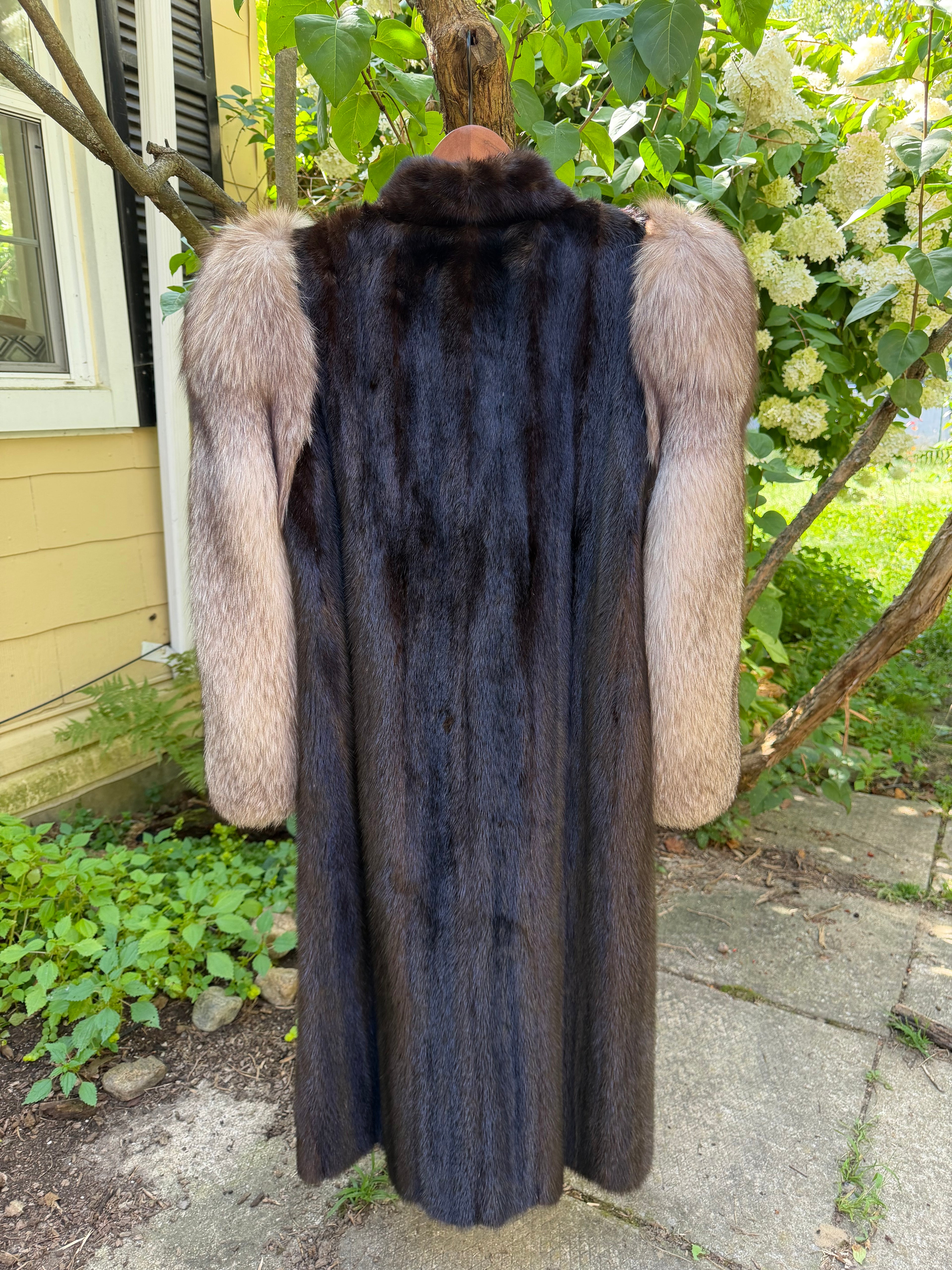Vintage Dark Mink & Silver Fox Fur Sleeves
