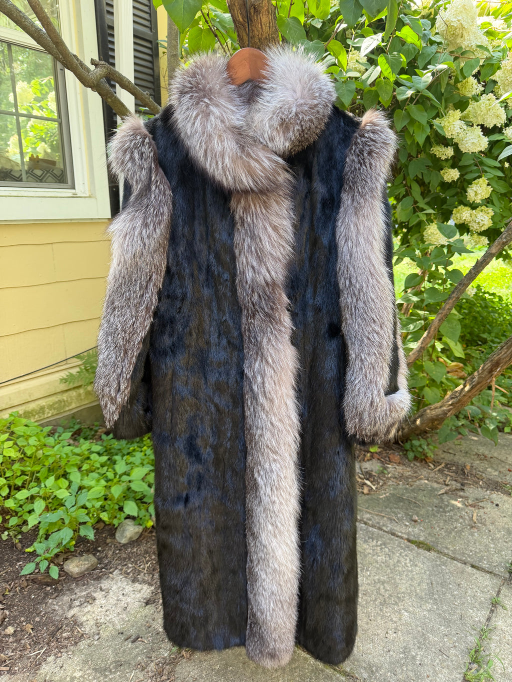 Vintage Dark Mink & Silver Fox Fur Coat