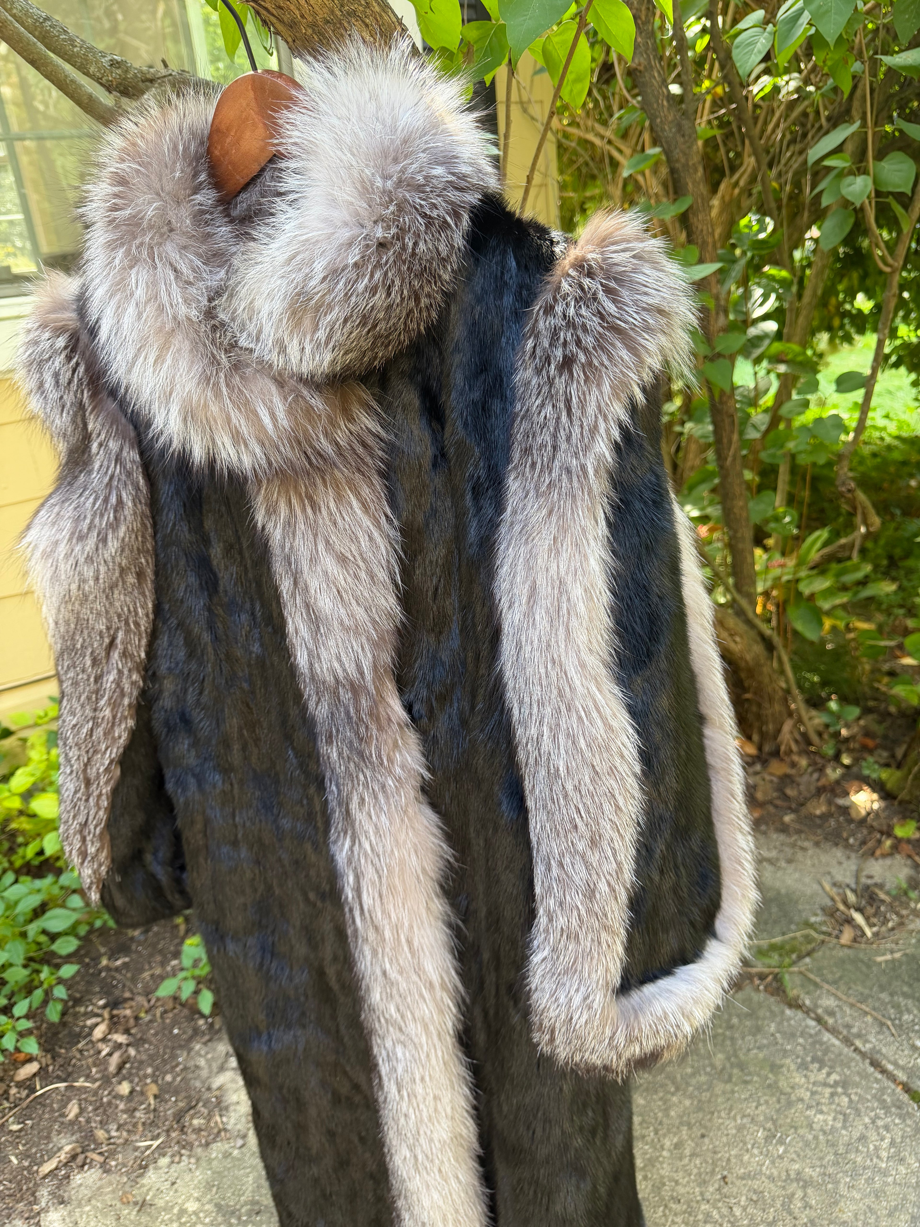 Vintage Dark Mink & Silver Fox Fur Coat