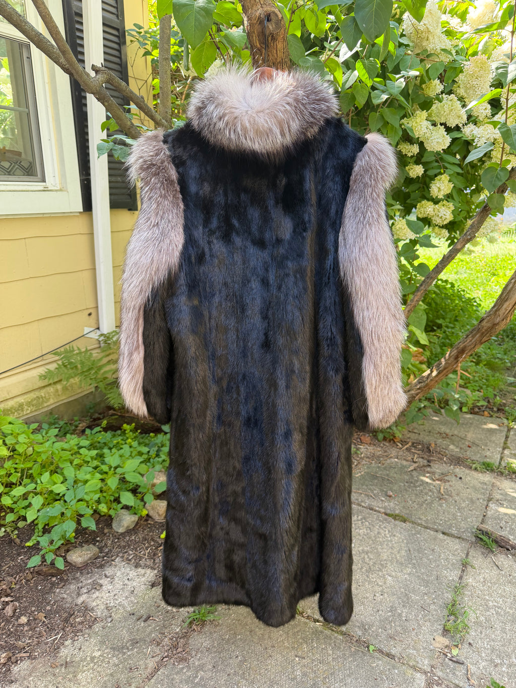 Vintage Dark Mink & Silver Fox Fur Coat