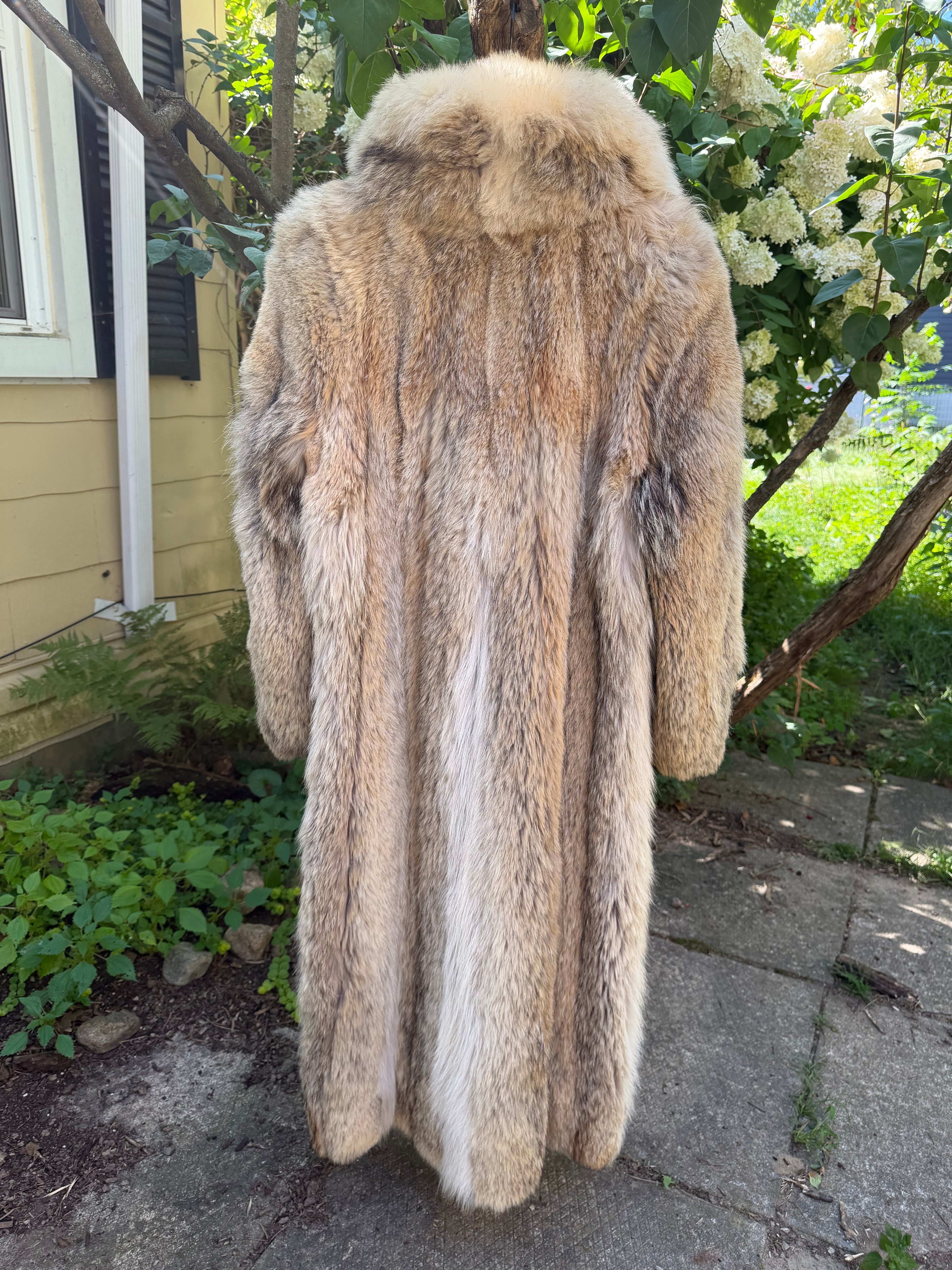 Silver-Beige Coyote Fur Coat