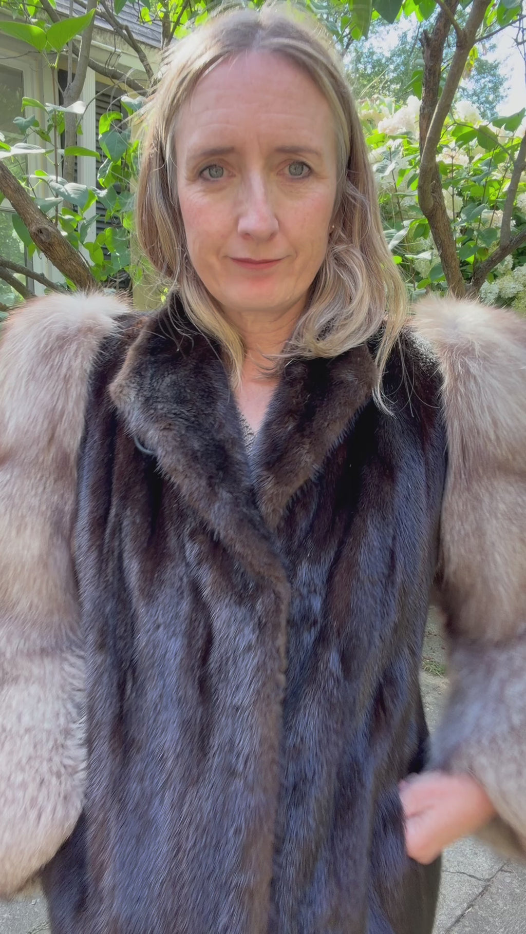Vintage Dark Mink & Silver Fox Fur Sleeves