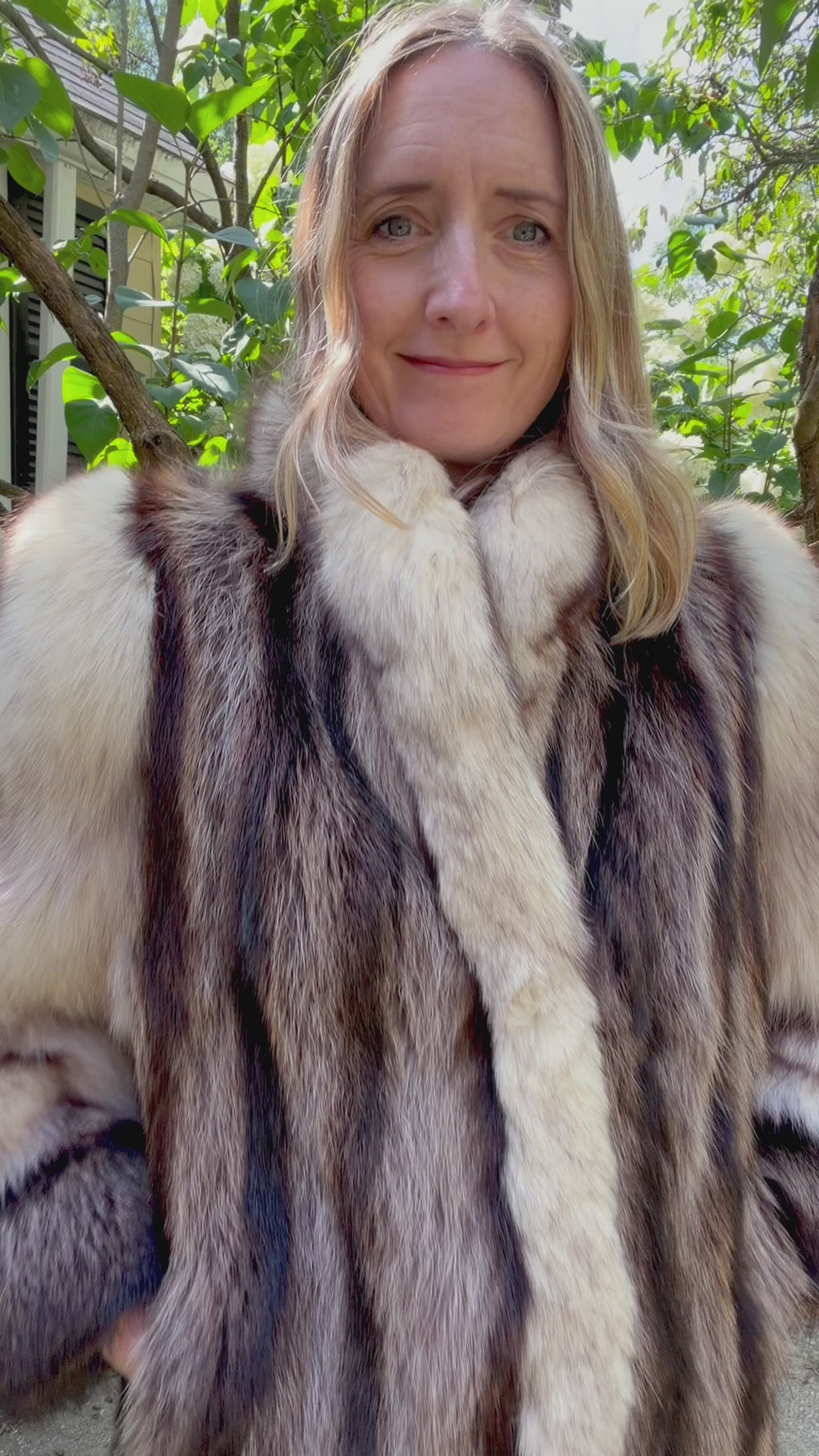 American Raccoon & Silvery Cream Fox Coat