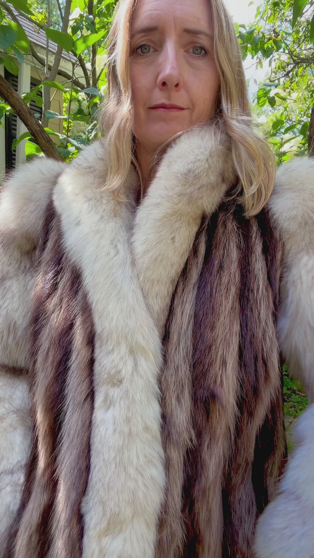"Chat Sauvage" Coat with White Fox Trim